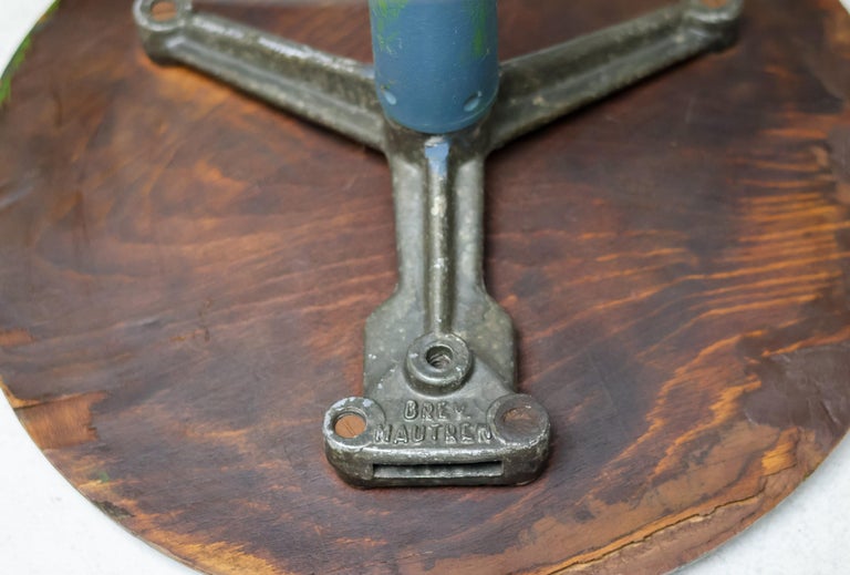Mid-Century Industrial Adjustable Green Stool by Mautren, Italy, 1960 - Image 9