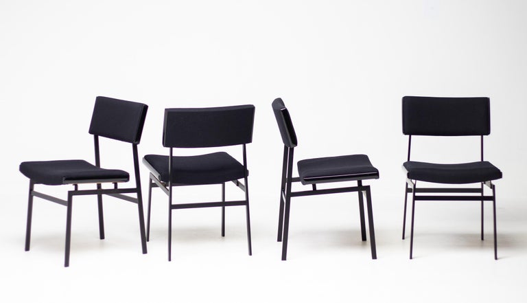 Set of Four All Black Hulmefa Dining Chairs, Architectural Mid-Century Modernism - Image 9
