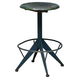 Mid-Century Industrial Adjustable Green Stool by Mautren, Italy, 1960