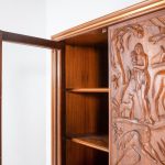 Exquisite Large Italian Carved Walnut and Rosewood Display Cabinet - Image 4